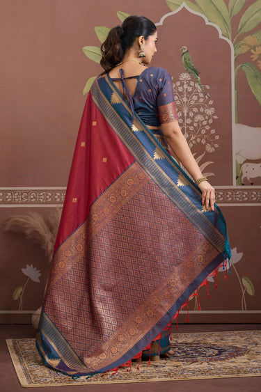 Gorgeous Maroon Handloom Tussar Silk saree