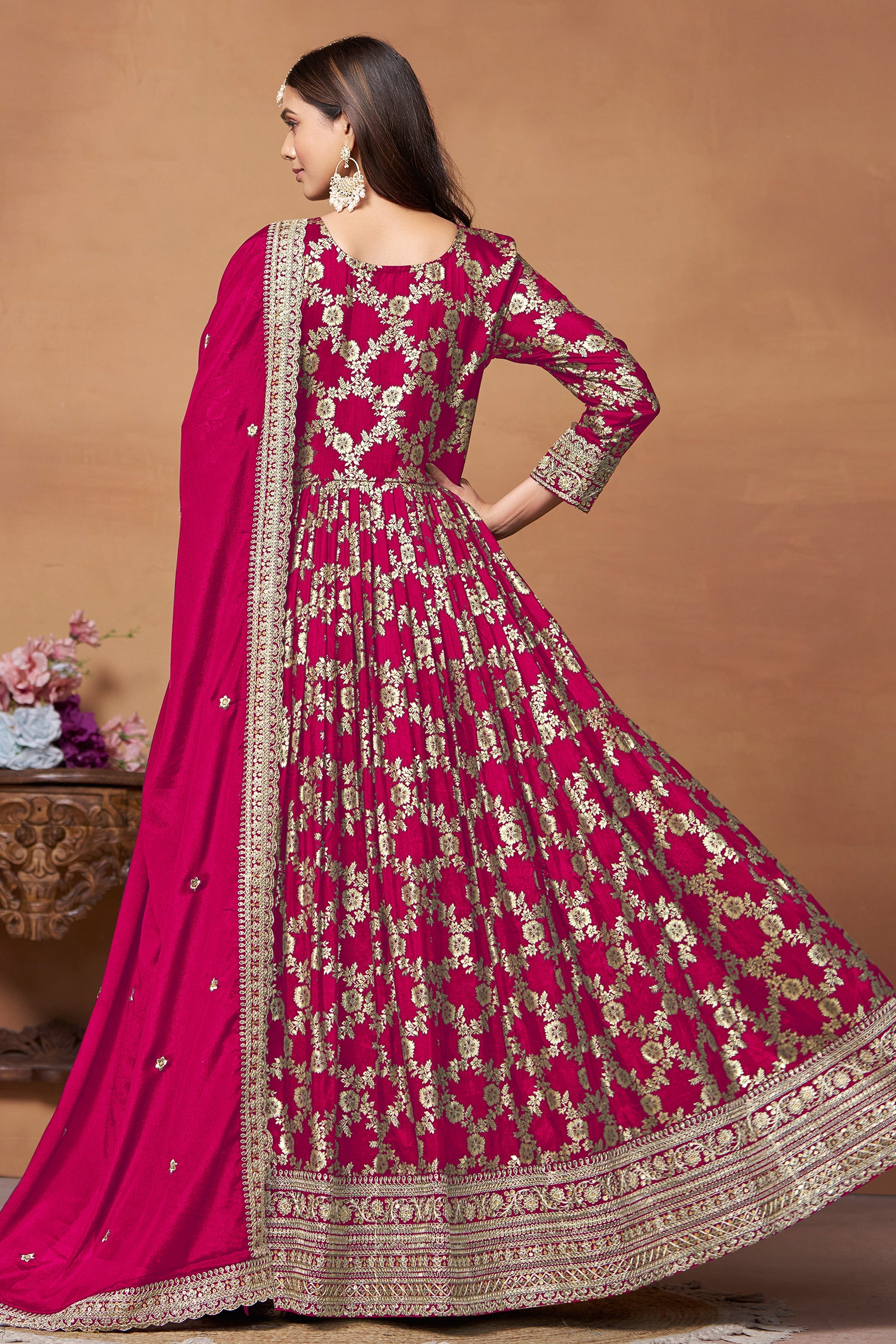 Sarara Rani Color Rani Color Jacquard Fabric Function Wear Awesome Anaraklai Suit ...