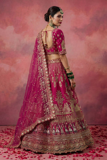 Heavy Embroidered Bridal Lehenga Choli In Magenta Color