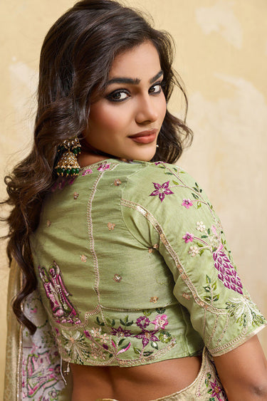 Sea Green Art Silk Embroidered Saree