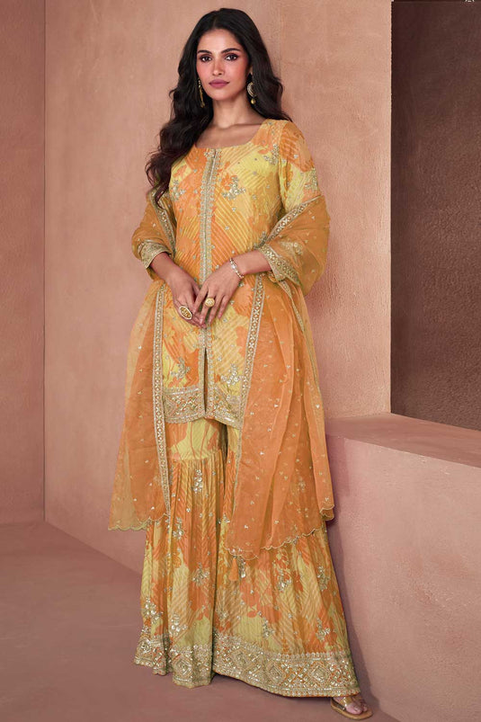 Yellow Color Georgette Fabric Princely Palazzo Suit