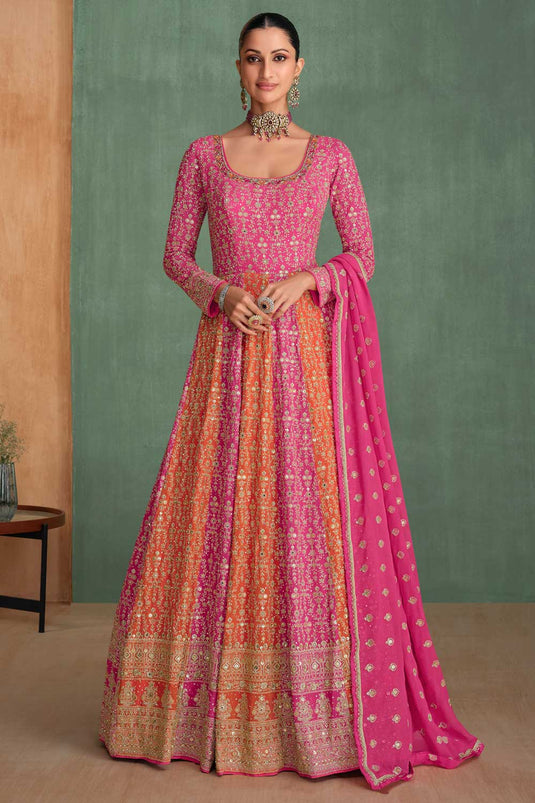 Diksha Singh Pink Color Fashionable Gown With Dupatta