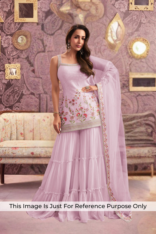 Classic Pink Color Replica Palazzo Suit In Georgette Fabric