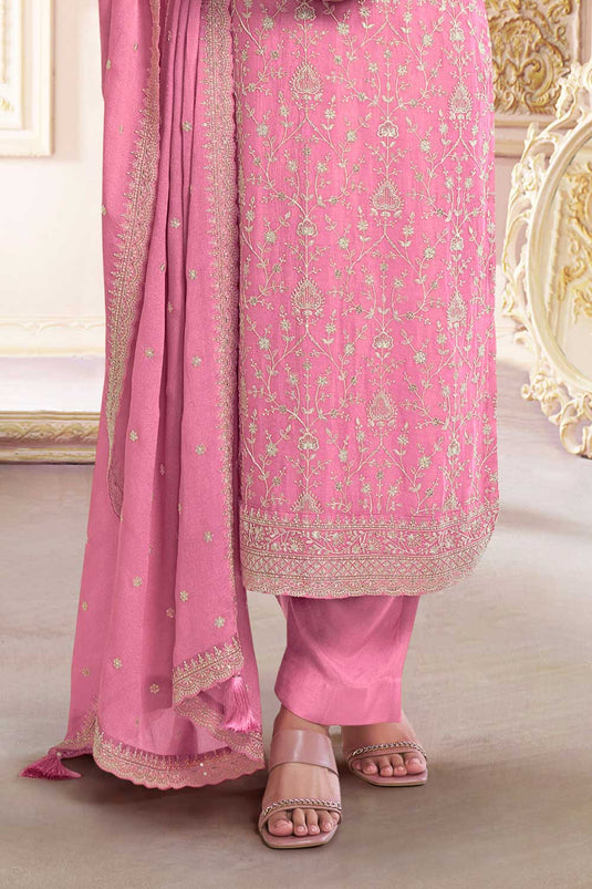 Prachi Desai Pink Color Glittering Georgette Salwar Suit