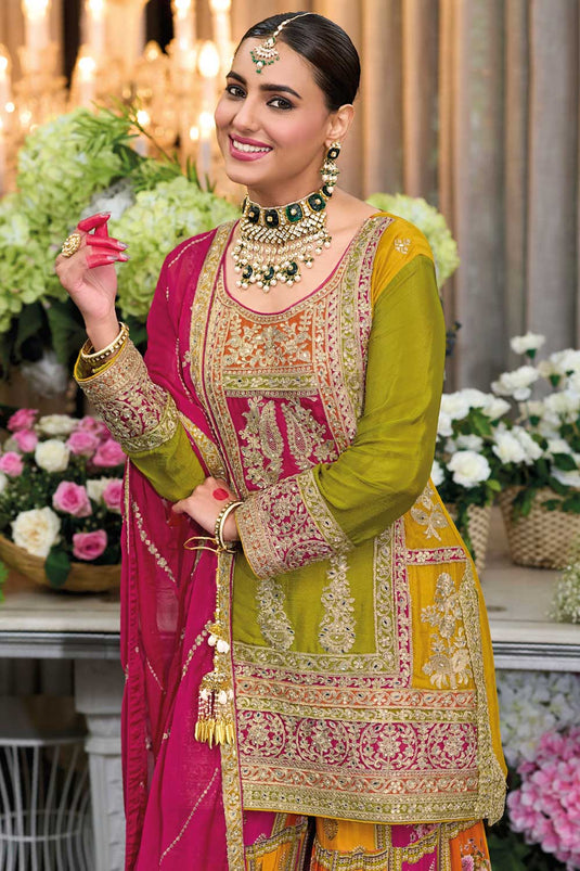 Phenomenal Multi Color Chinon Fabric Readymade Sharara Suit