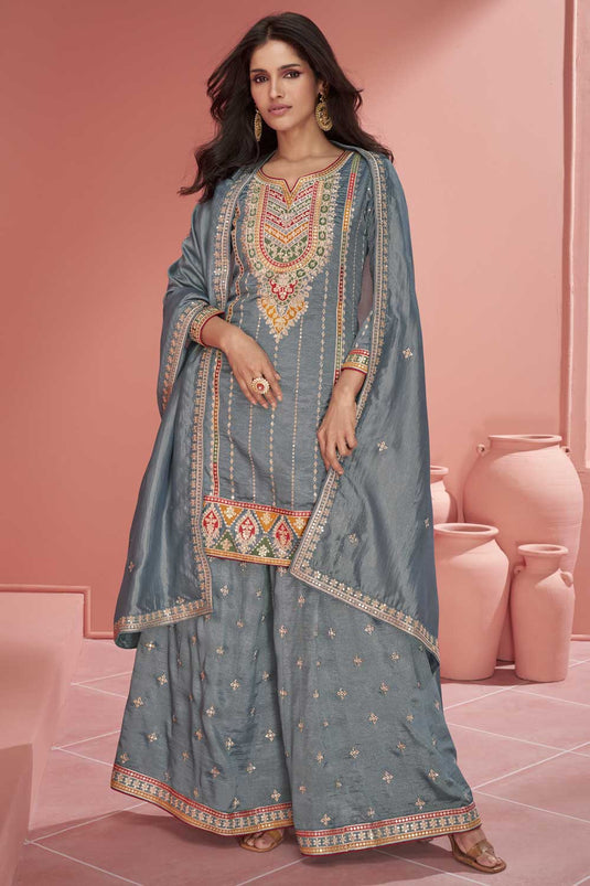 Vartika Singh Grey Color Beatific Readymade Palazzo Suit