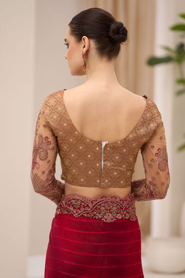 Stylish Rani Chiffon Satin Saree With Heavy Border Work