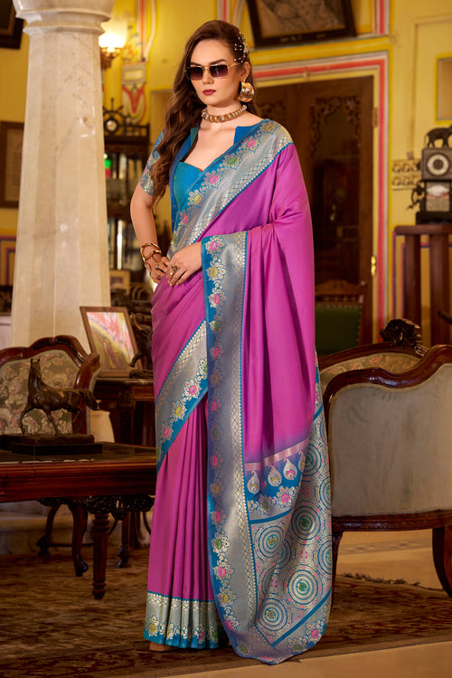 Elegant Magenta Art Silk Zari Weaving Saree