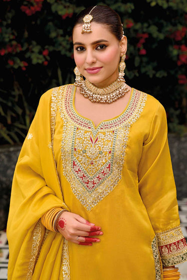 Yellow Color Fancy Fabric Charming Patiala Salwar Suits