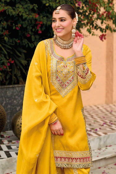 Yellow Color Fancy Fabric Charming Patiala Salwar Suits