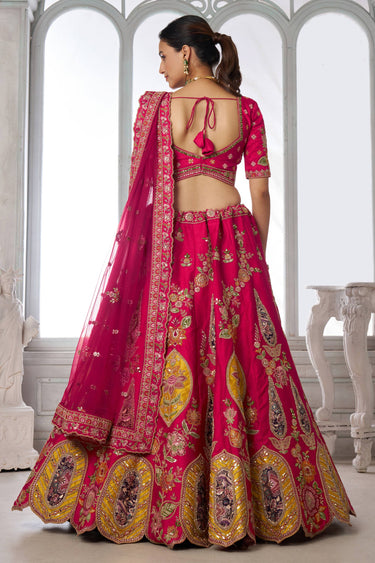 Designer Thread Embroidered Magenta Bridal Lehenga Choli