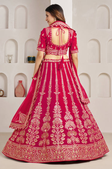 Fancy Rani Silk Embroidered Traditional Sangeet Function Lehenga Choli