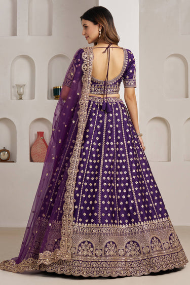 Heavy Sequins Embroidery Luxury Purple Sangeet Lehenga Choli