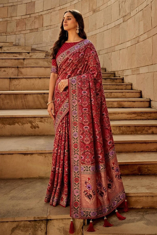 Maroon Soft Khadi Georgette Bandhani Saree