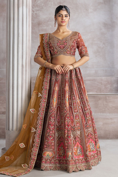 Maroon Banarasi Silk Fabric Sangeet Wear Lehenga Choli