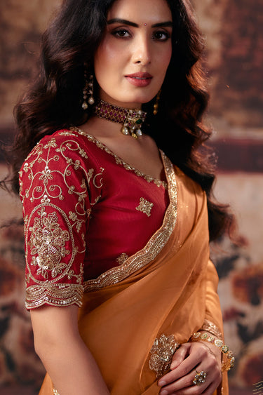Elegant Lightweight Lace Border Work Party Wear Saree