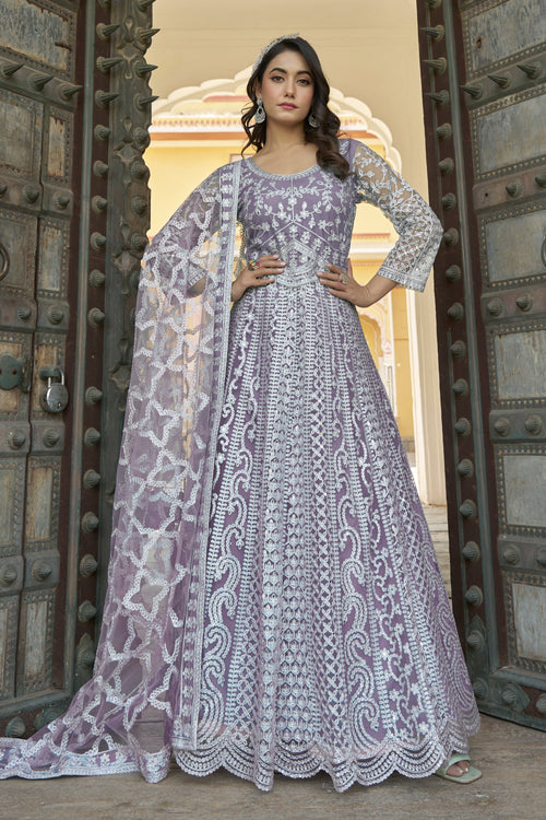 Peach Floor Touch Readymade Anarkali Style Gown With Dupatta Peach / Net / 40 Peach Floor Touch Readymade Anarkali Style Gown With Dupatta Peach / Net / 40