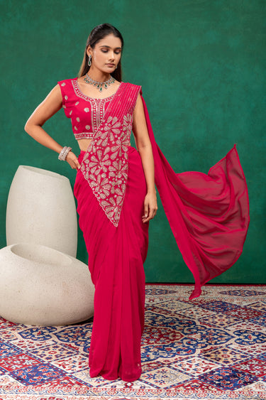 Women Designer Sequins Embroidered Party Wear Readymade Saree With Jacket