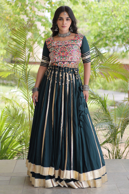 Premium Teal Rayon Traditional Chaniya Choli