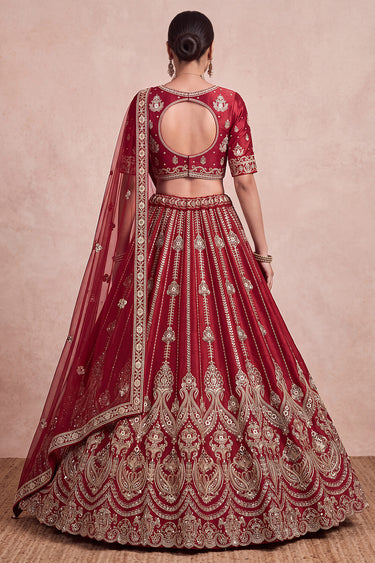Designer Silk Wedding Lehenga With Semi Stitched Blouse And Double Net Dupatta