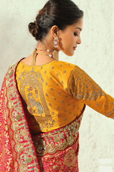 Premium Red Zari Woven Georgette Wedding Saree