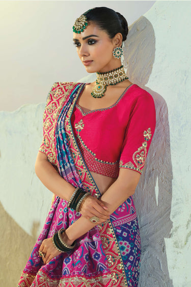 Maharani Blue Traditional Patan Patola Silk Bridal Collection Saree