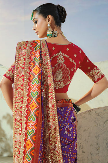 Wedding Special Purple Designer Patan Patola Silk Saree With Blouse