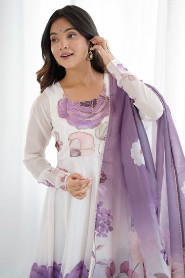 Cotton Floral Printed Readymade Anarkali Salwar Suit