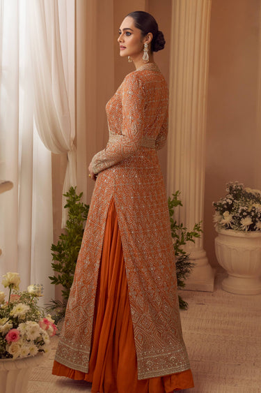 Embroidered Floor Touch Anarkali Style Gown With Long Jacket