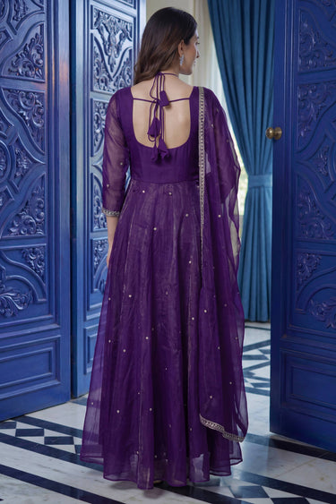 Purple Festive Wear Art Silk Fabric Readymade Anarkali Suit