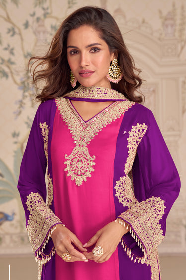 Premium Magenta Heavy Embroidery Readymade Palazzo Suit
