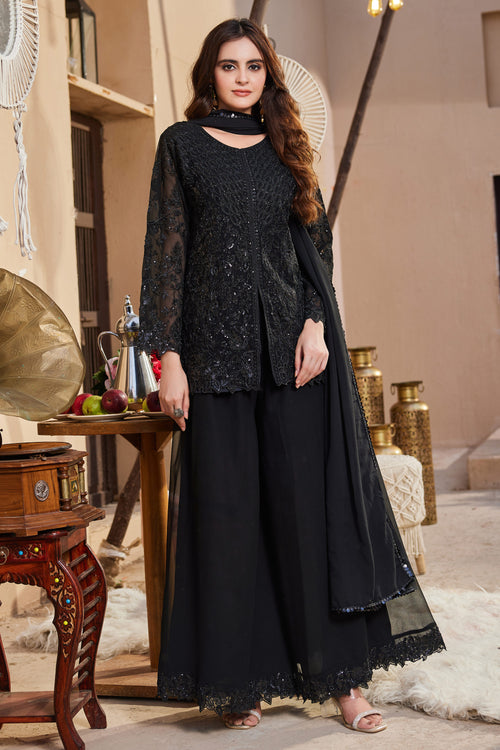 Georgette Black Designer Readymade Palazzo Suit