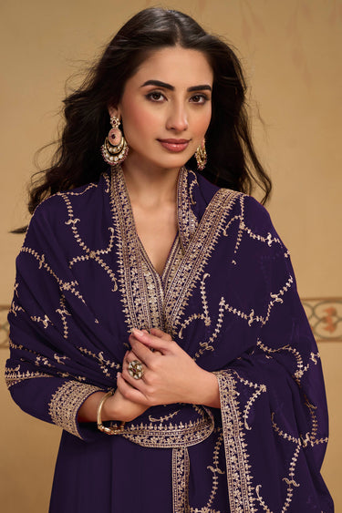 Function Wear Embroidered Purple Salwar Kameez