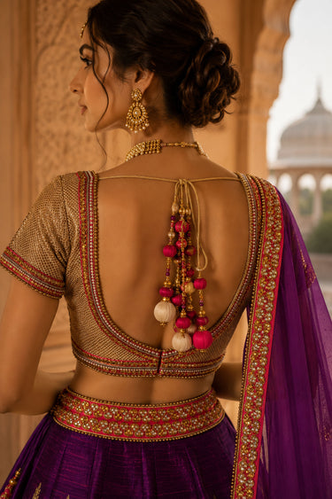 Purple Silk Designer Bridal Lehenga with Heavy Handwork