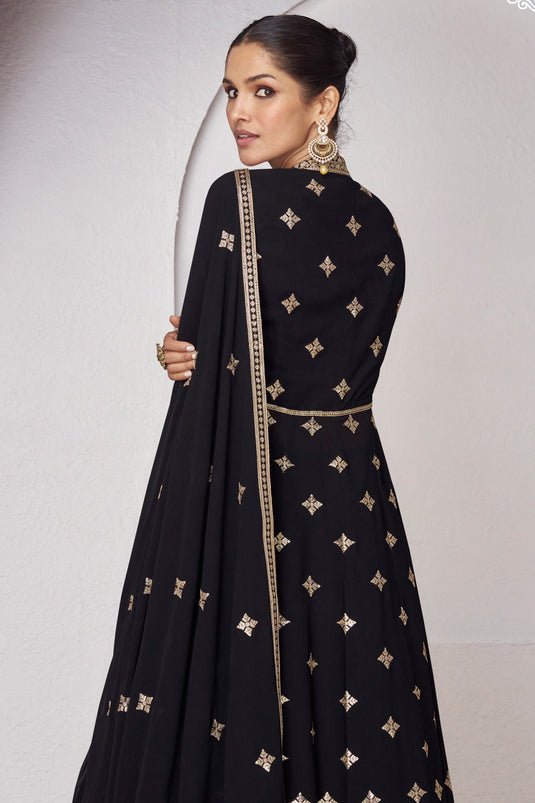 Vartika Singh Black Color Luminous Readymade Georgette Sharara Top Lehenga