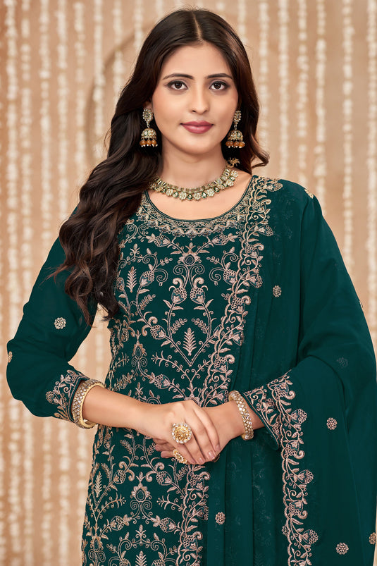 Green Color Georgette Fabric Lovely Function Wear Salwar Suit