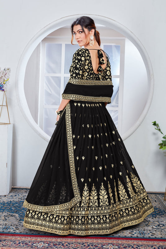 Graceful Georgette Fabric Black Color Lehenga With Sequins Work