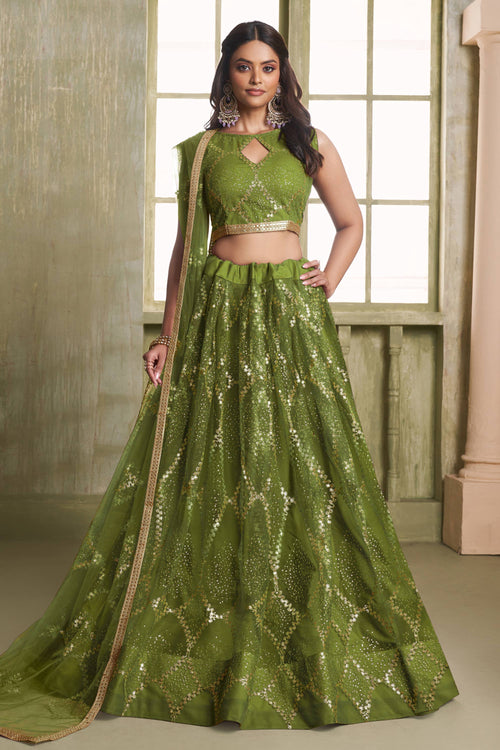 Royal Green Sangeet Function Lehenga Choli
