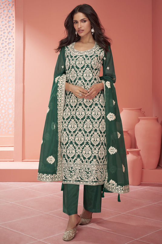 Vartika Singh Organza Fabric Dark Green Color Supreme Palazzo Suit