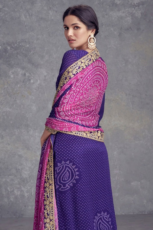 Vartika Singh Trendy Chinon Fabric Purple Color Palazzo Suit