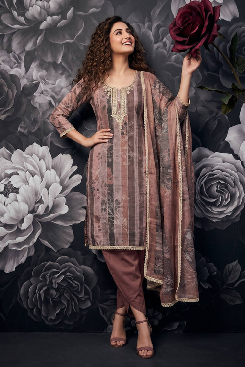 Peach Cotton Casual Salwar Kameez