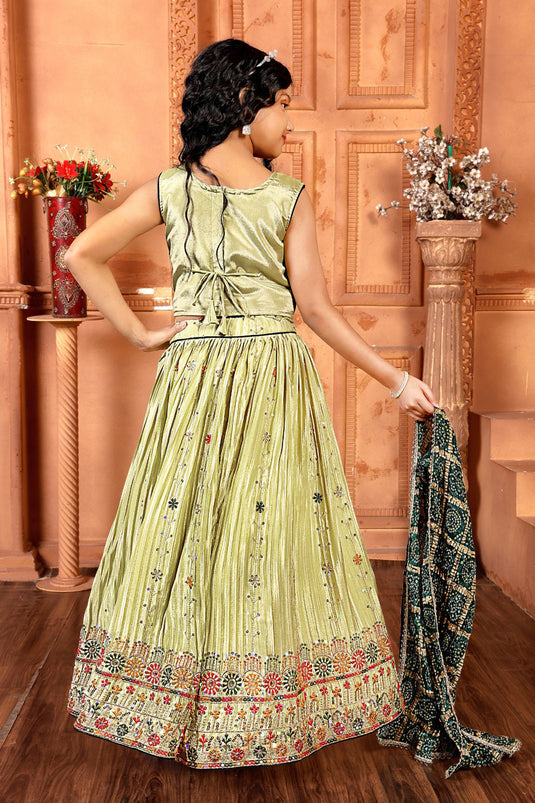 Light Green Embroidered Work Girls Lehenga Choli