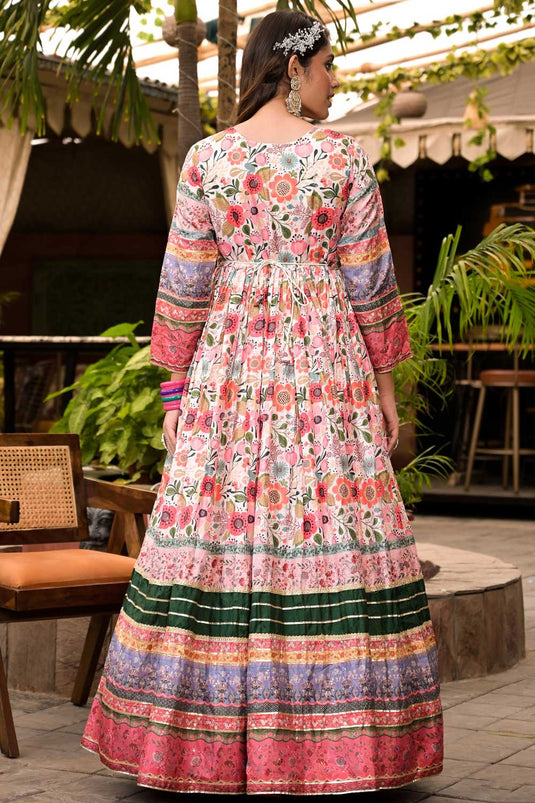 Festive Fashion Printed Multi Color Readymade Anarkali Suit