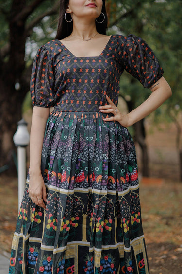 Multi Color Function Wear Chanderi Fabric Readymade Gown