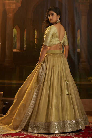 Beige Wedding Wear Art Silk Sequins Work Lehenga Choli With Dupatta