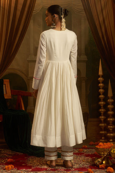 Off White Cotton Designer Anarkali Suit