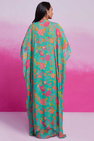 Amazing Cyan Color Georgette Fabric Readymade Co Ord Set
