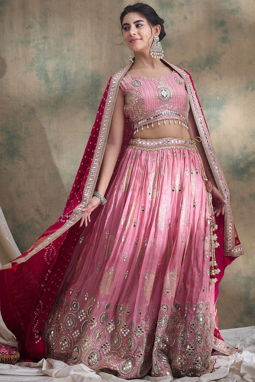 Wedding Function Charm Pink Heavy Embroidered Lehenga Choli