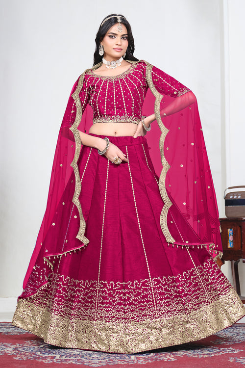 Art Silk Rani Function Wear Lehenga With Net Dupatta