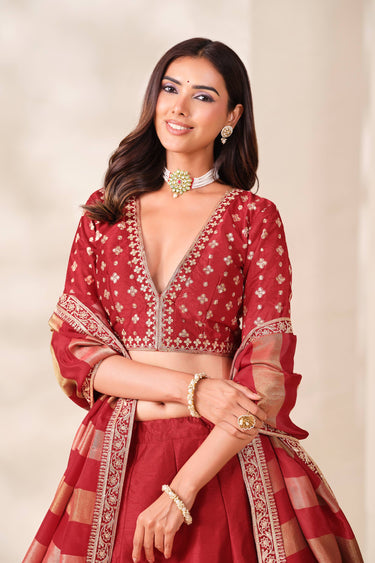 Trendy Sangeet Function Designer Red Lehenga Choli